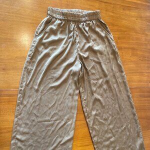 Second Female High-Waist Flowy Pants – Light Brown, Size XS – Elastic Waist & Po